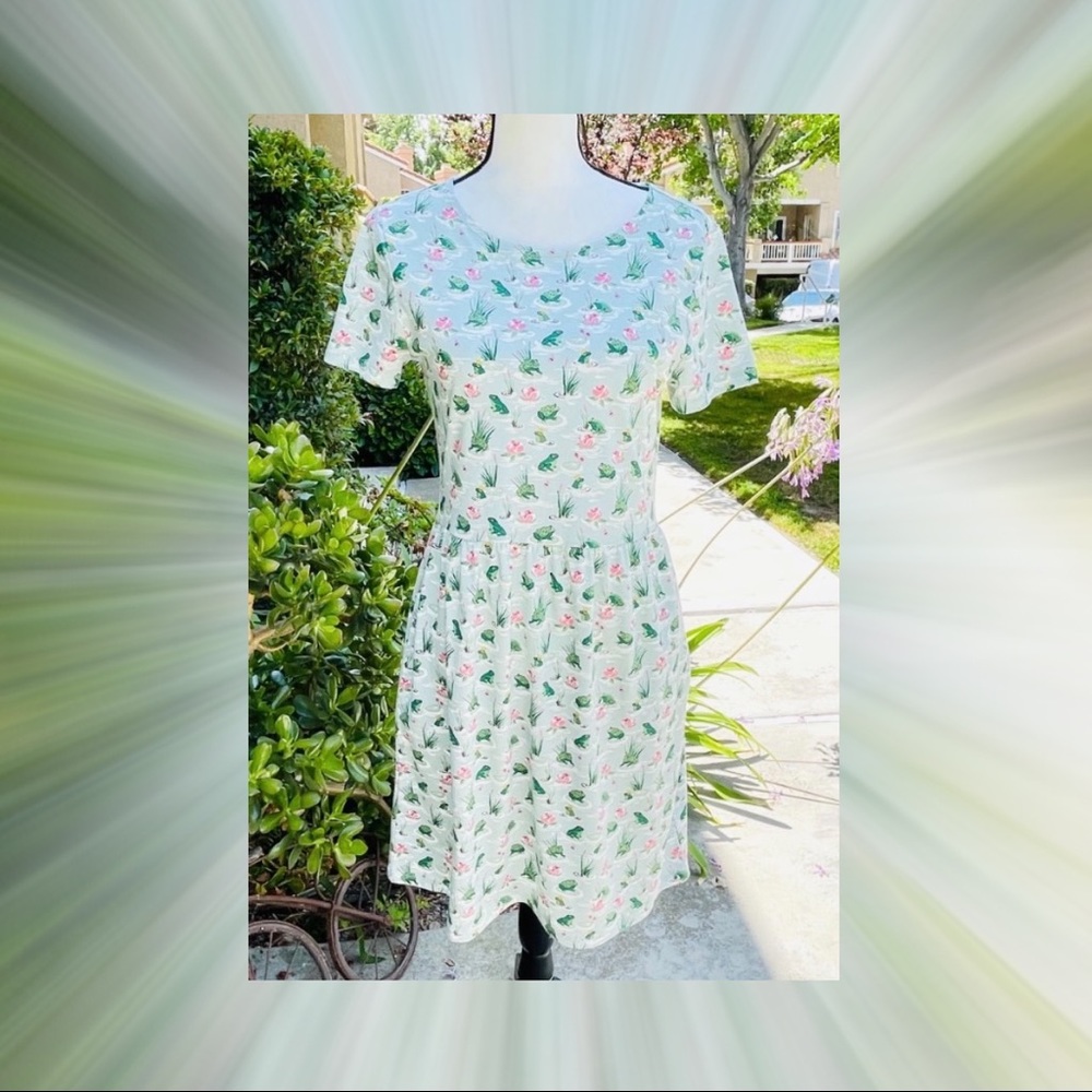 NWT Cath Kidston Fit & Flare Cotton Jersey Frog Print US 4